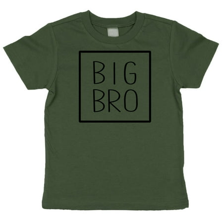 

Big Bro Square Sibling Reveal Announcement Shirt for Boys Big Brother Sibling Outfit Military Green Shirt