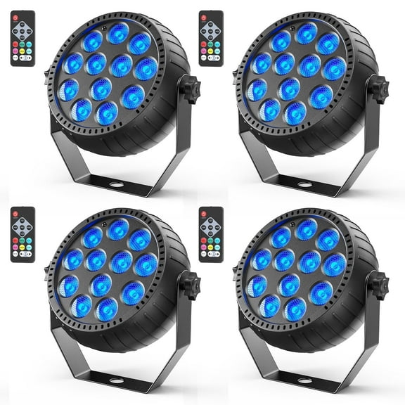 LED Par Lights Rechargeable Stage Light with Remote Control DJ Uplighting for Wedding Party Club Stage Lighting, 4pcs