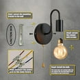 thumbnail image 6 of Black Pull Chain Wall Sconce with Switch Vintage Wall Lights E26 Industrial Wall Lamp Retro Wall Lighting Hard Wired Sconces Lighting for Mirror Bedroom Hallway, 6 of 13