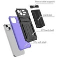 thumbnail image 4 of Cutyskin iPhone 15 Armor Case with Hidden Card Holder Detachable Wallet Cover, Built-in Kickstand, Camera Lens Protection, Tough Rugged Shockproof Phone Case for iPhone 15, Purple, 4 of 9