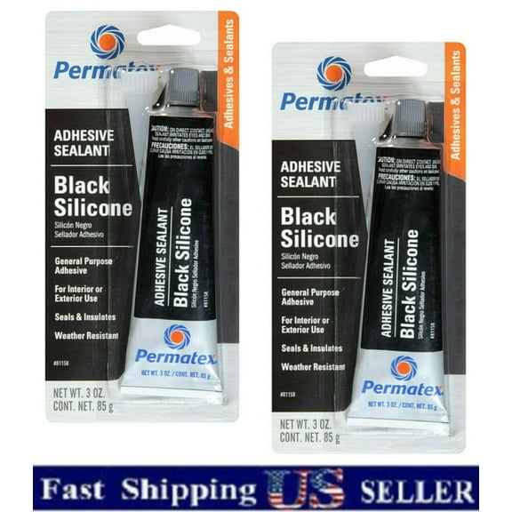 PERMATEX 81158 Black RTV Silicone Adhesive Sealant 3oz New Tube Design Pack of 2