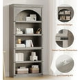thumbnail image 4 of Arched Bookcase 5 Tier Bookshelf 68.7inch Tall Bookcase Farmhouse Curved Storage Rack Wooden Bookshelves for Home Office, Living Room, 4 of 6