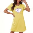 thumbnail image 2 of MOJOGO Valentine's Day Nightgowns & Sleepshirts for Women Plus Size Short Sleeves Printd Homewear Crewneck Sleepwear Mini Dresses Yellow 2XL, 2 of 3