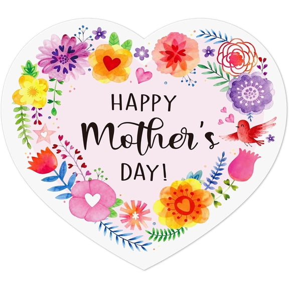 WaaHome 72 Pcs Happy Mother's Day Stickers - 1.5 Inch Heart Floral Watercolor Envelope Seals Waterproof & Easy Peel Decorative Labels for Greeting Cards, Gift Bags, Bouquets, Baking & Party Favors
