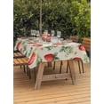 thumbnail image 3 of Outdoor Tablecloth with Umbrella Hole for Patio/Picnic/Party/Camping, Red Strawberry Waterproof Table Cloth Rectangle Table Cover Washable, Summer Fruits Farmhouse Leaves Floral Retro (60"x 84"), 3 of 8
