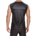 thumbnail image 3 of Men Sexy Leather Tank Top, Shiny Soft Matte Leather, Elastic, Male Black Leather T-shirt, 3 of 7