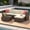 Beige-5 Piece, variant on 5 PCS Wicker Patio Furniture Set, PE Rattan Outdoor Sectional Sofa with Beige Cushions and Glass Coffee Table, for Backyard, Porch, Poolside & Garden - Brown Rattan, Gray Cushion