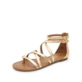 thumbnail image 1 of Sandalias Gladiador Planas con Tiras Doradas DREAM PAIRS Talla 11, 1 of 8