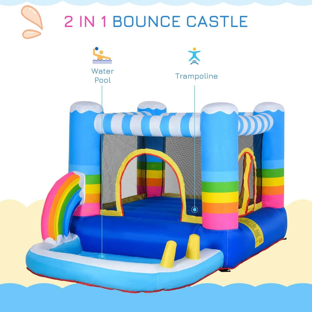 Topcobe Inflatable Bounce House for Kids 2-in-1 Jumping Castle for Indoor Outdoor Party with Trampoline, Pool, Carry Bag & Air Blower, Kids Bounce House for Kids Backyard Activity