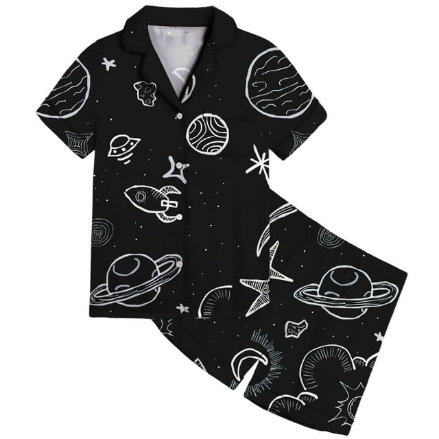 Ensemble de Pyjama Confortable pour Filles, Imprimé Ludique, Vêtements de Nuit pour une Nuit Confortable et des Rêveurs, Tailles Jeunes 2-13 Ans