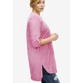 thumbnail image 2 of Ellos Women's Plus Size Striped Henley Tunic Oversized Long Top Wear with Leggings, 2 of 6