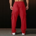 thumbnail image 7 of NIEWTR Men's Cargo Pants Casual Joggers Elastic Waist Drawstring Pants for Men Relaxed Fit with Multi Pockets (Red,3XL), 7 of 7