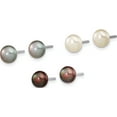 thumbnail image 2 of Sterling Silver Rh-Pl 6-7mm Set Of 3 Wt/Bk/Grey Button Fwc Pearl Earrings Made In Canada qe16322, 2 of 5