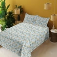 thumbnail image 2 of Ambesonne Spring Fitted & Flat Sheet with Sham 3 Pcs Set, Blooming Pastel Branches Art, Twin, Soft Blue Fawn Peach, 2 of 5