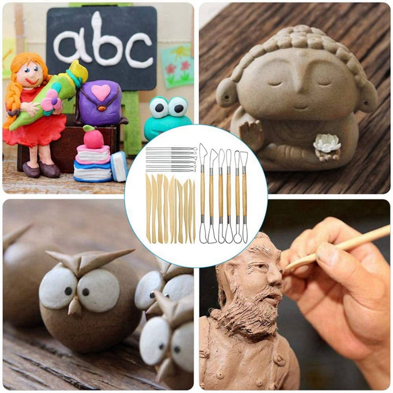 Pottery Clay Sculpting Tools, 220Pcs Wooden Handle Pottery Carving Tools & Metal Scraper & Plastic Clay Shaping Tools