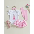 thumbnail image 4 of My First Easter Baby Girl Outfit Bunny Eggs Short Sleeve Romper + Layered Ruffle Bloomers Tutu Skirt Shorts + Socks + Headband 4Pcs Cute Clothes Set, 4 of 8
