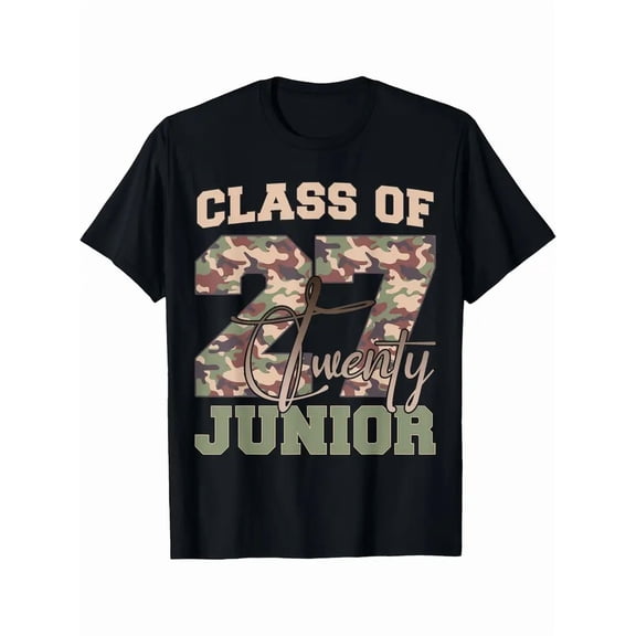 Class of 2027 Graduation Junior High School T-Shirt - 11th Grade Birthday, Black with Bold, Regular Fit Short Sleeve Tee for Senior Year, Back to School, Graduation Party