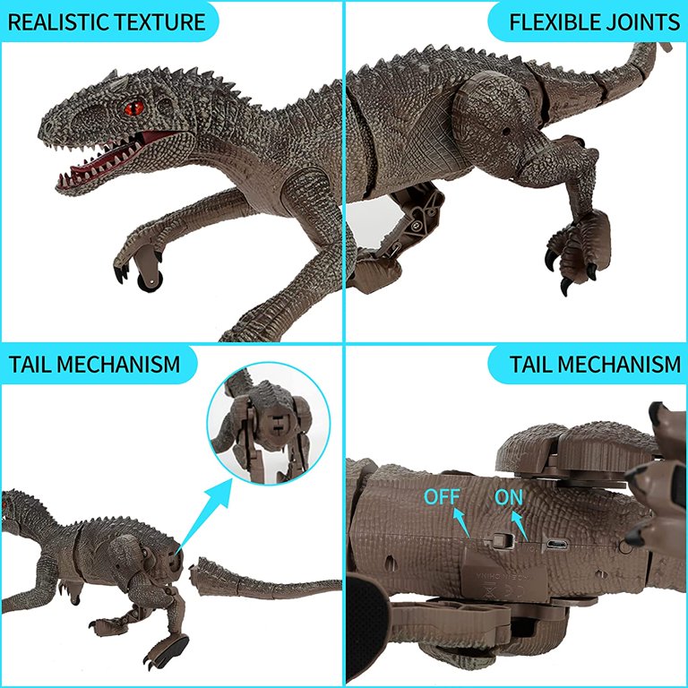 Hhhc Remote Control Dinosaur Toys For Kids 8 - 12, Electronic Realistic Velociraptor Rc Dinosaur Walking Pets Robot Dino With Lights And Roaring Sound