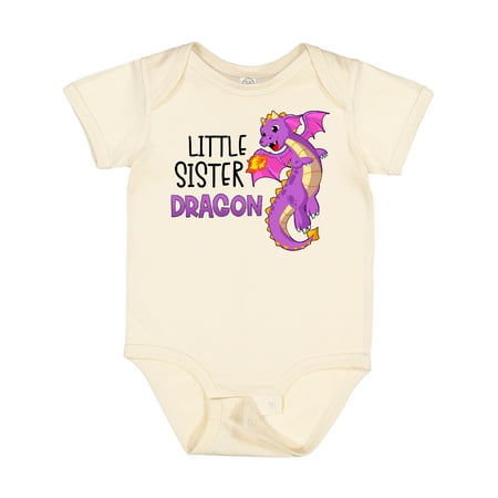 

Inktastic Little Sister Cute Purple Dragon Gift Baby Girl Bodysuit