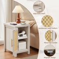 thumbnail image 5 of Leyaoyao Rattan Nightstand for Bedroom, Bedside Table with Charging Station & Woven Cane Door, Farmhouse Night Stand for Living Room, Grey White, 5 of 7