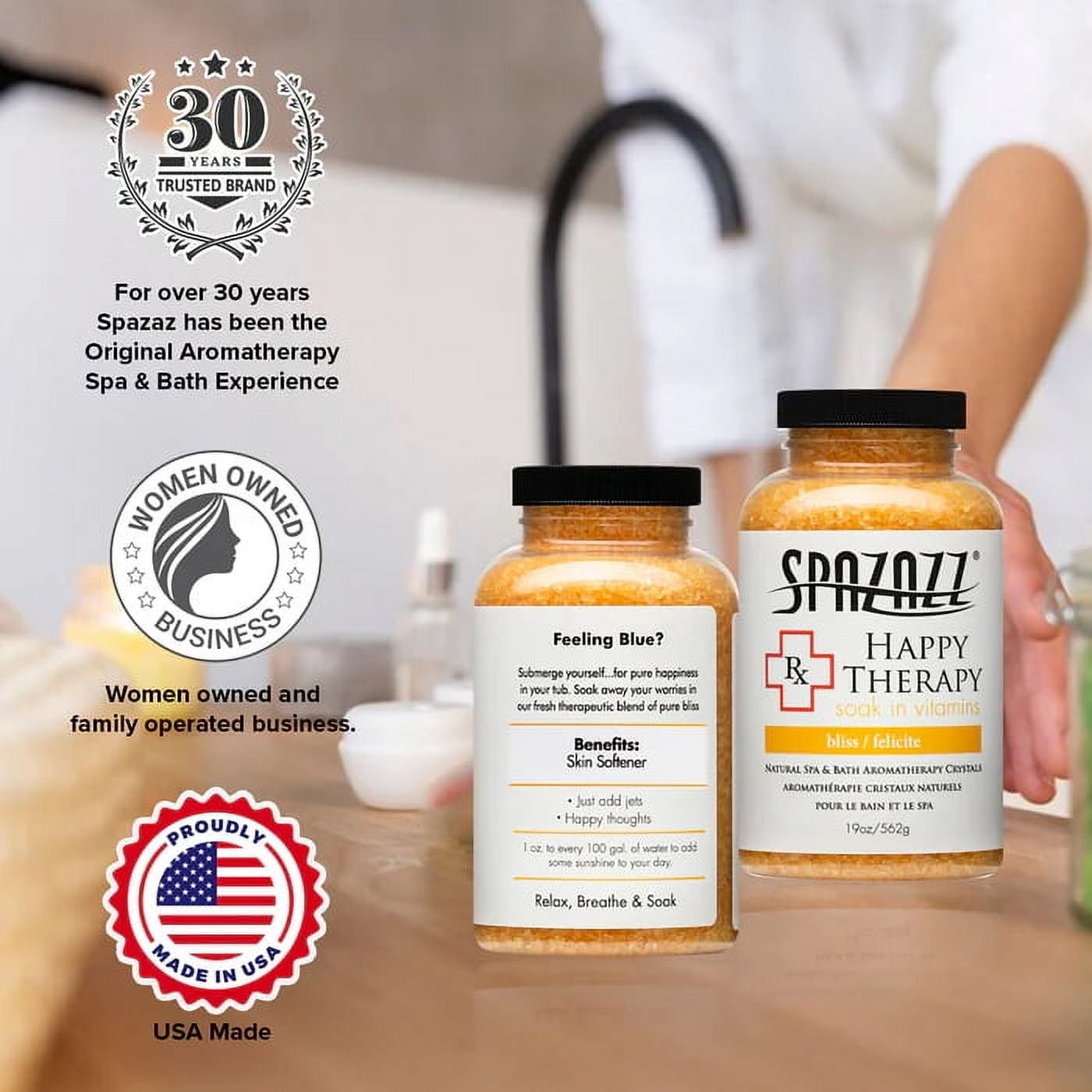 Spazazz Aromatherapy Spa and Bath Crystals - Happy Therapy 19oz (2 Pack)