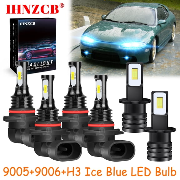 IHNZCB 9005 9006 H3 for Mitsubishi Eclipse 1992-1999 Ice Blue Led Headlights Bulb High Low Beam Fog Light,HKL,Y01