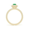 thumbnail image 2 of ANGARA Natural Split Shank Pear Emerald and Diamond Double Halo Ring in 14K Yellow Gold for Women (Size-6x4mm) | May Birthstone, Birthday, Anniversary, Jewelry Gift for Women | Natural Emerald Ring, 2 of 8
