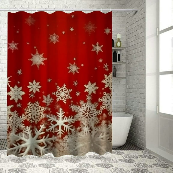 BCIIG Snowflakes Bathroom Decor Set with Hooks, Colorful Luxurious Graphic Print Polyester Fabric Fashion Shower Curtain, Waterproof and Easy to Install 36x72