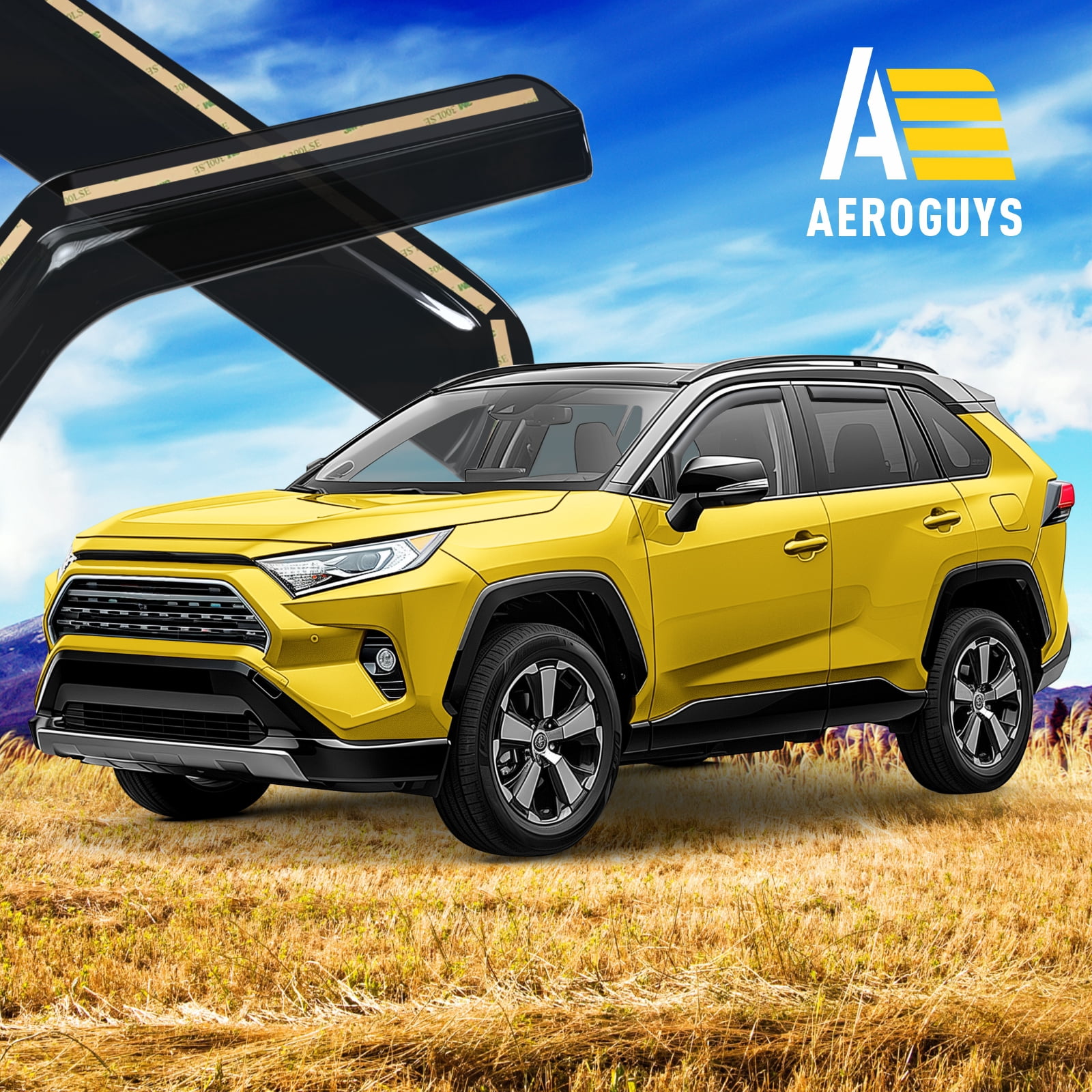 AEROGUYS In-Channel Window Deflectors Extra Durable Window Visors Rain Guards Fit for Toyota RAV4 2019-2025, Sun Visors, Wind Vent Visors, Window vent shades, Exterior Car Accessories - 4 pcs. AG0668