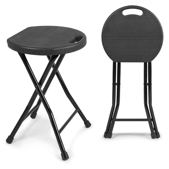 , 550lbs Capacity Foldable Stool with Handle, Portable Stools for Adults Heavy Duty, Folding Chair Outdoor/Indoor, 18 inch Collapsible Stool for Camping,Home(Set of 1, Black)