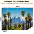 thumbnail image 3 of Peel and Stick Wallpaper Los Angeles Skyline Backlit Aerial Vivid Green Palm Trees Modern Art Wall Mural Decor Self Adhesive and Removable 100in x 144in, 3 of 8