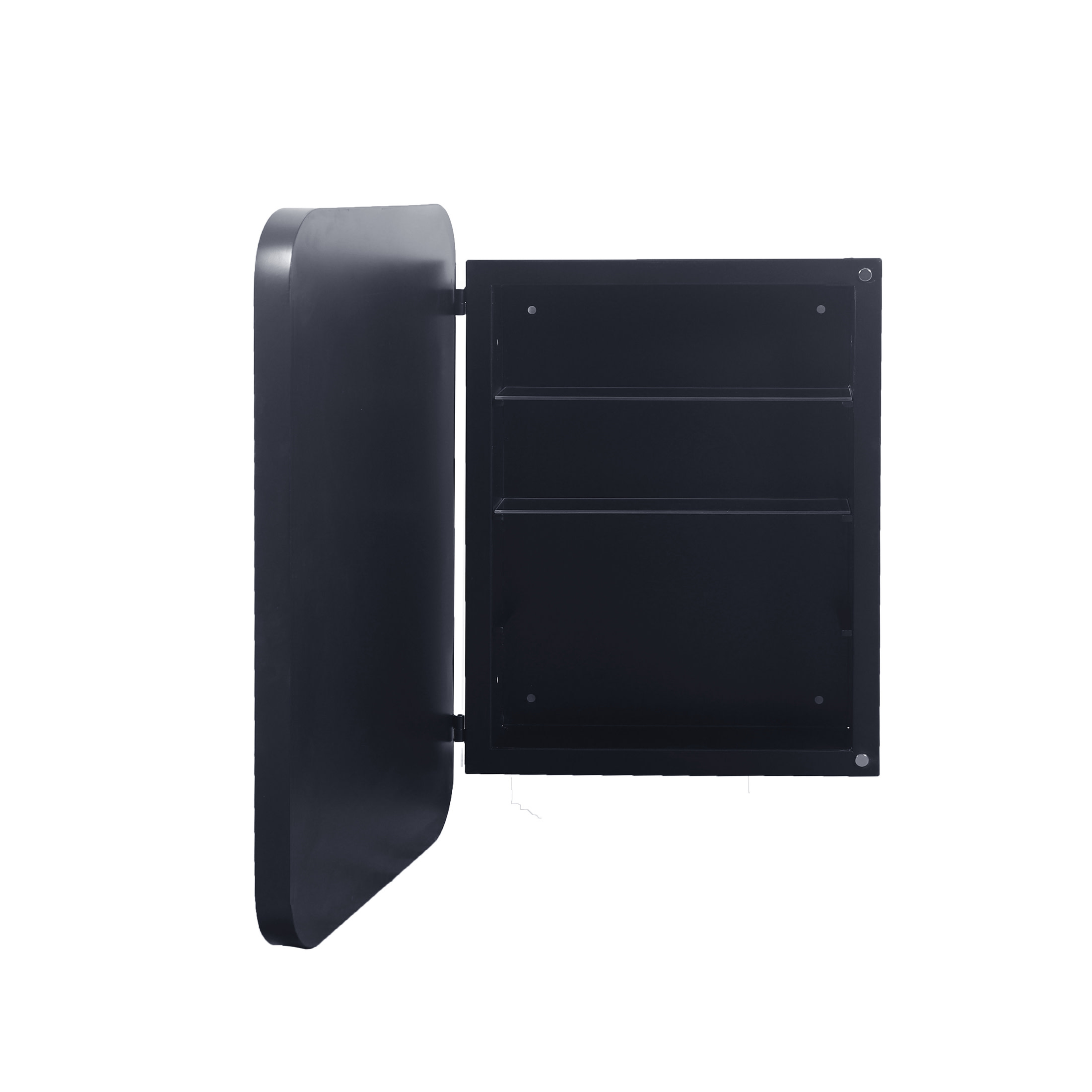 Noble House Modern Recessed Medicine Cabinet with Mirror, Metal Frame & Adjustable Glass Shelves, Matte Black