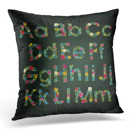 Uppercase Greek Alphabet ECCOT Garden Blue Floral Flower Letters Alphabet Colorful Lowercase Uppercase Green Summer ABC Pillowcase Pillow Cover Cushion Case 20x20 inch ()