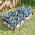 thumbnail image 6 of Gzxs Galvanized Raised Garden Bed, Rectangular Metal Ground Planter Box, Outdoor Planter Raised Beds for Vegetables Flowers Herbs Fruits, 7.6x3.7x1 FT, Silver, 6 of 10