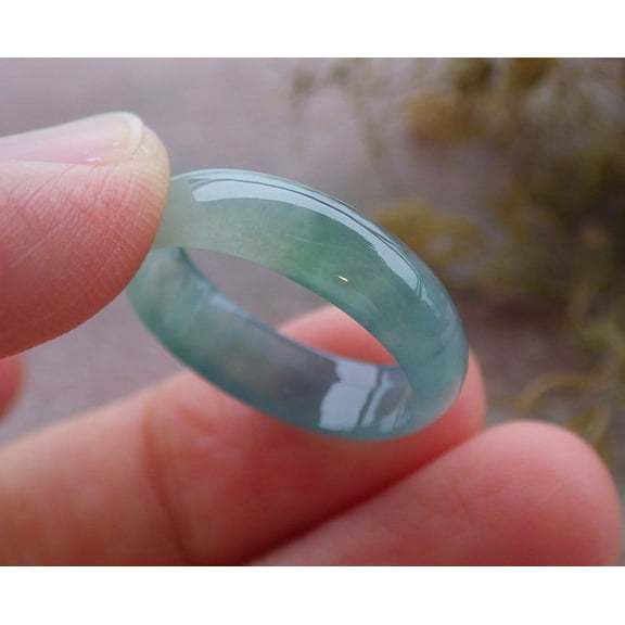 Certified Icy Green Pale Lavender Burma 100% Natural A JADE Jadeite Circle RING USA. 8 RING 663118 TN