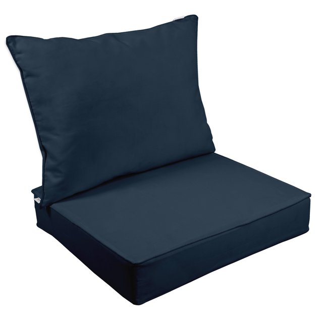 Vargottam Outdoor Deep Seat Patio Cushions Set 2pcs Seat Set All Weather Replacement Cushion Patio Seat And Back Cushion Set 25"x25"x5" Inches-Dark Navy Blue