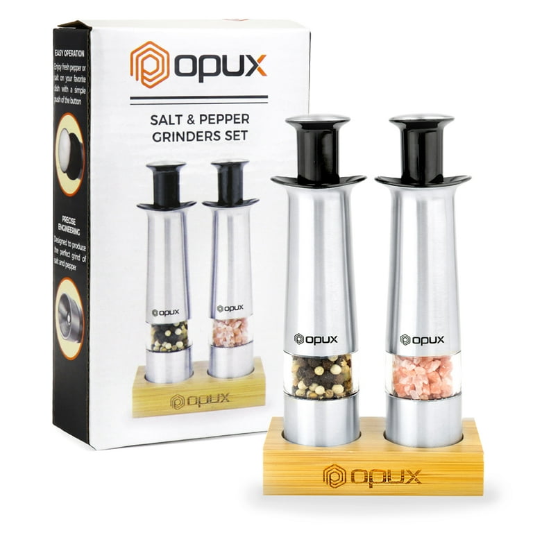 Stainless Steel Push Button Salt and Pepper Grinder Set