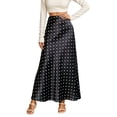 thumbnail image 3 of Caixia Polka Dot Long Skirt Women's Satin Silky A Line High Waist Flowy Maxi Long Skirt For Wedding Party Going Out, 3 of 5