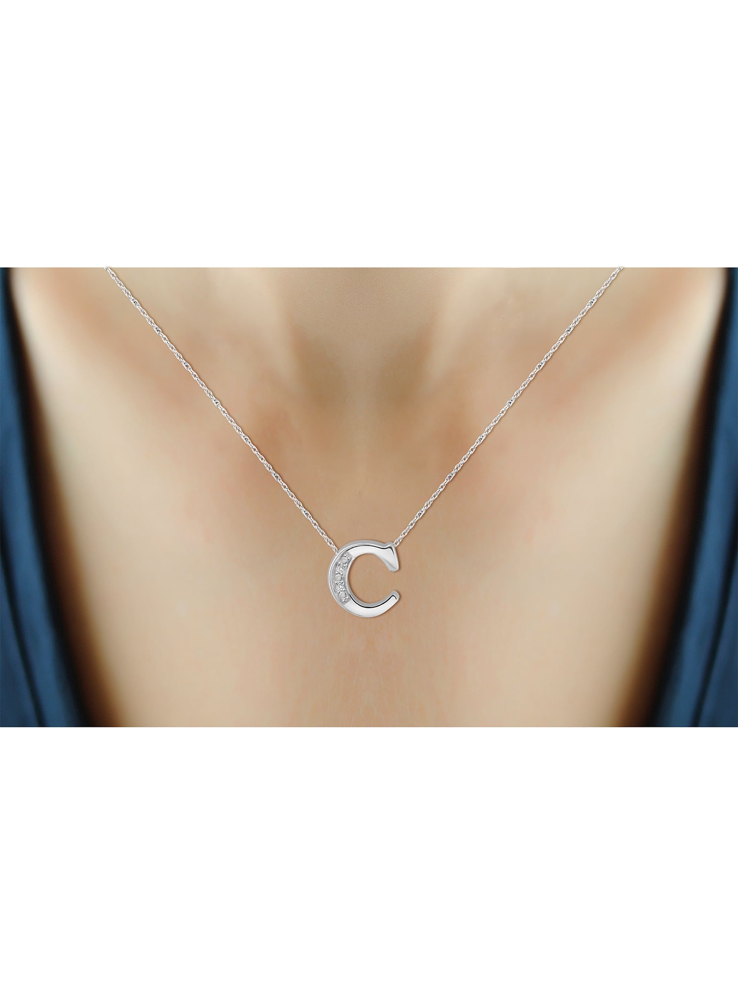 Yours Truly Diamond Accent Sterling Silver Initial Necklace