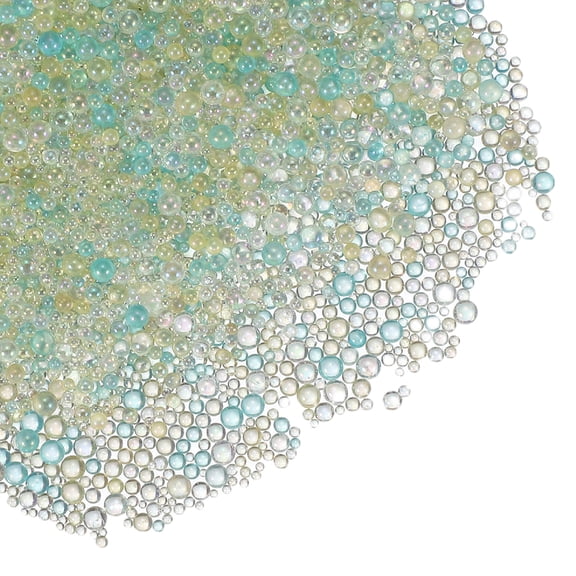 Uxcell Glass Bubble Beads, Tiny Iridescent Beads No Hole Mini Glass Bubble - Fitting for (DIY Crafting - Nail Art - Jewelry Making) 1-3mm &50g & Mixed Green Tones