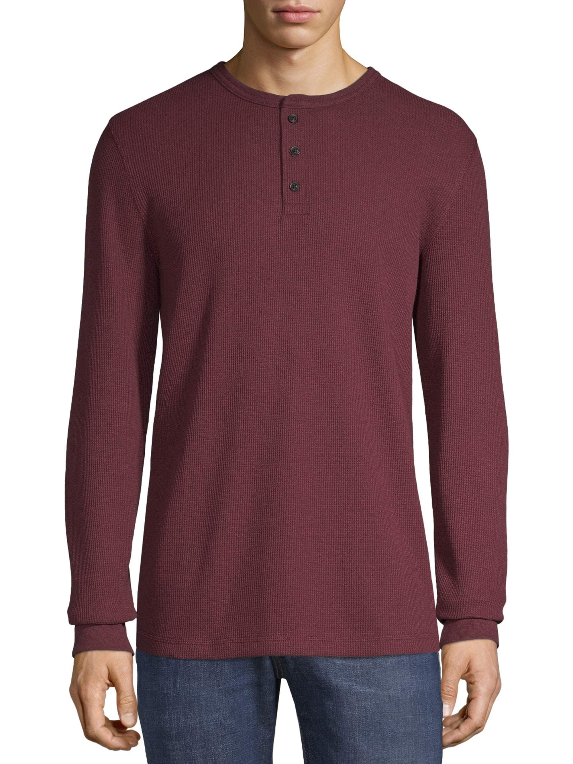 mens red henley long sleeve