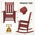 thumbnail image 3 of KINGYES Outdoor Rocking Chair HDPE All Weather Patio Rocker for Porch Garden Lawn, Red, 3 of 9