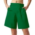 thumbnail image 2 of Stephy Womens Casual Solid Elegant Zipper Waist Suit Shorts Pants Elastic Waist Side Pockets Business Shorts, Green, S, 2 of 6