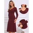 thumbnail image 2 of DARING DIVA Women's Sweater V Neck Long Sleeve Ribbed Knit Midi Dress XL Burgundy, 2 of 6