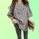 thumbnail image 5 of Camiseta de mujer estampada de manga corta con cuello redondo y camiseta holgada de verano, gris, M seitruly AP001204-09B, 5 of 7