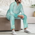 thumbnail image 7 of Picia Blue Marble Pattern Men’s Long-Sleeve Sleepwear Set - Soft 2-Piece Loungewear with Pockets, Comfy PJs for Relaxing Nights-X-Large, 7 of 7