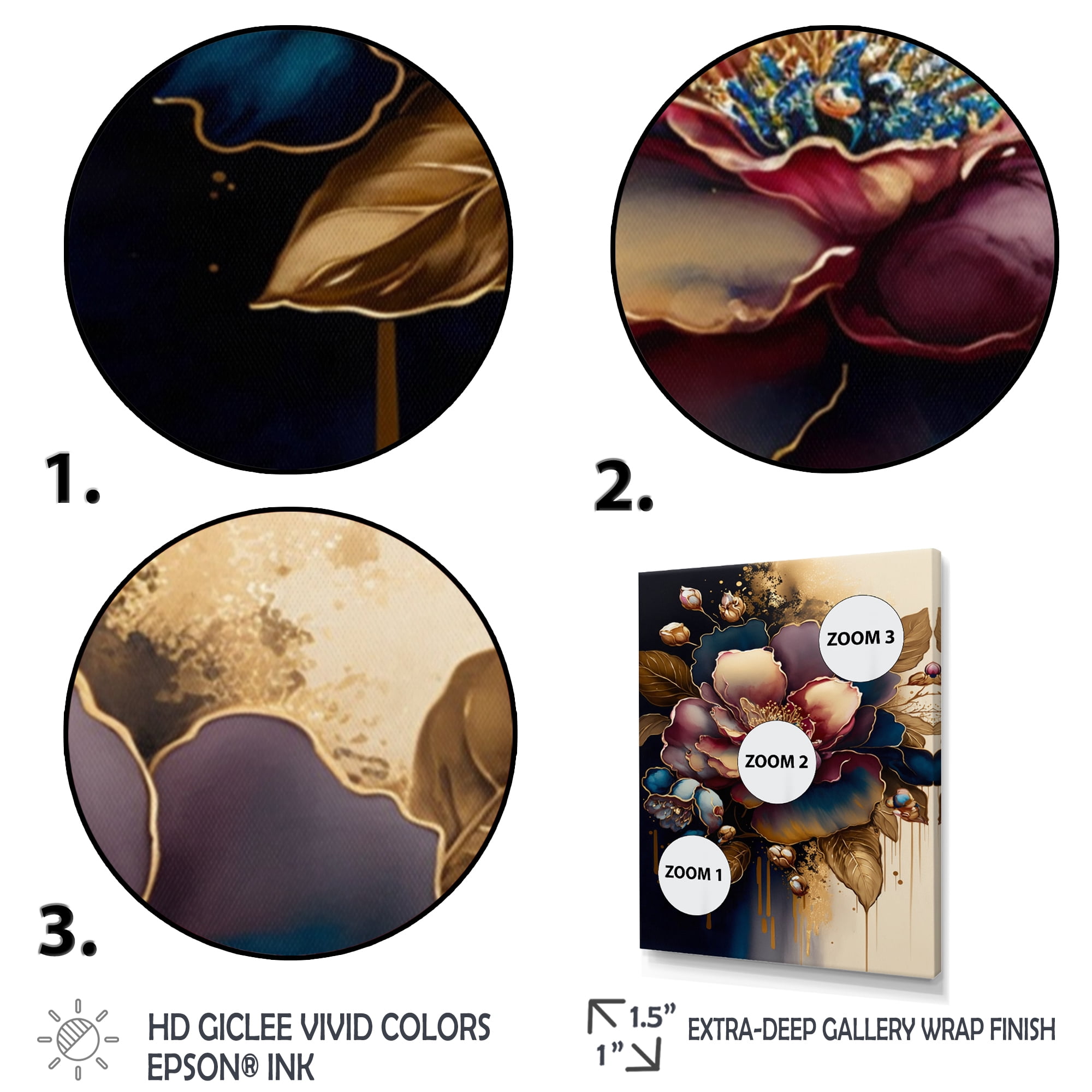 Designart Red And Gold Camellia Floral Design I Canvas Wall Art