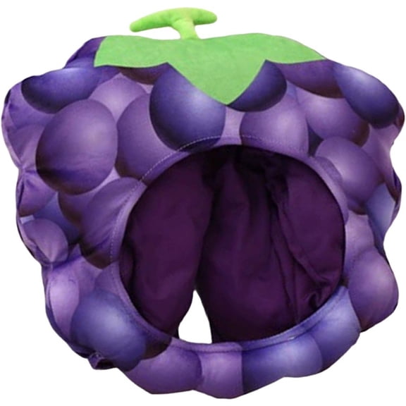 Jiibva Fruit Plush Hat Grape Headgear Funny Grape Cute Hat Novelty Hat Party Photo Props Stuffed Plush Hat Theme Party Supplies