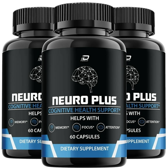 Neuro Plus Brain Supplement - NeuroPlus for Memory, Focus, Attention Formula, 3 Pack, 180 Capsules