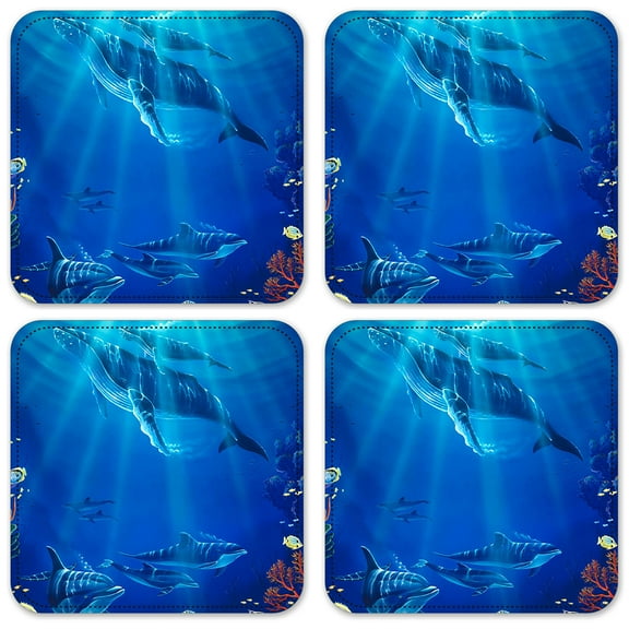 Vinyl Drink Coasters - Set of 4 - Whale